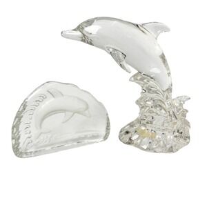 Wonders of the Wild 24% Lead‎ Crystal Dolphin Figurine & Paperweight Set Germany